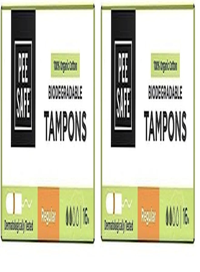 PEESAFE 100% Organic Cotton Tampons (Regular | For Light To Medium Flow | Comfortable & Stain-Free Experience | Fda Approved (Pack of 32 - Image 1