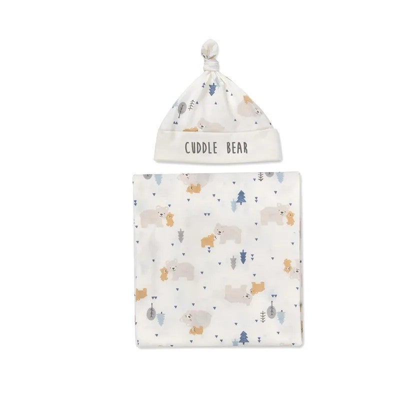 Bluejw Newborn Swaddle Set - High Quality Baby Wrap Swaddle Blanket with Beanie Hat for Baby Boy - Swaddlers for Baby Girl with Bow - Image 3
