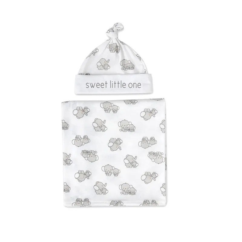 Bluejw Newborn Swaddle Set - High Quality Baby Wrap Swaddle Blanket with Beanie Hat for Baby Boy - Swaddlers for Baby Girl with Bow - Image 1