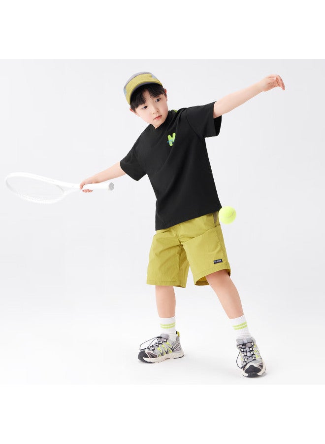 Zuoxi Summer New Arrival Boys' Cotton Printed T-shirt Handsome Skin-friendly Soft Breathable Black 140 - Image 3