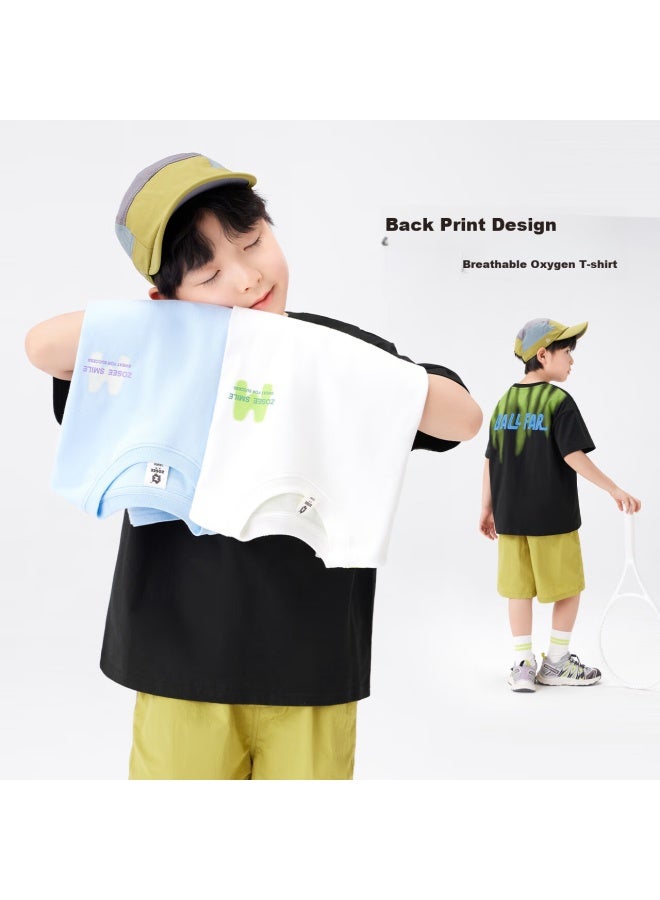 Zuoxi Summer New Arrival Boys' Cotton Printed T-shirt Handsome Skin-friendly Soft Breathable Black 140 - Image 2