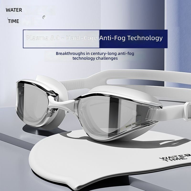 WaterTime HD Anti-Fog Swimming Goggles for Men - Large Frame, Prescription Lenses, UV Protection, with Swim Cap - Image 2