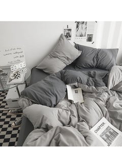 INFOSUN Duvet Cover Set Single Size 4 Pcs, Include 1 Quilt Cover 150 x 200cm & 2 Pillow Cases 48 x 74cm & 1 Bedsheet 235 x 250cm, Super Soft Quality Cotton Bedding Set, NO Comforter - Haze Grey  - Image 3