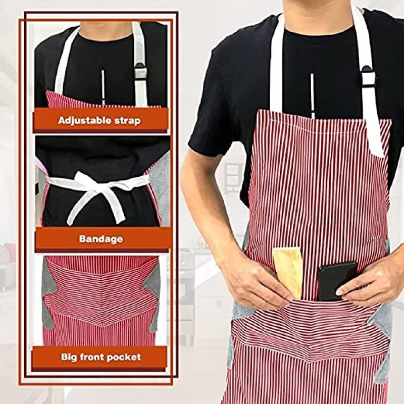 PLENARO Cooking Apron Adjustable Waterproof Chef Apron with Pocket and 2 Side Coral Velvet Towels for Hands Wiping Quilt for Home Kitchen Grill Restaurant - Image 5