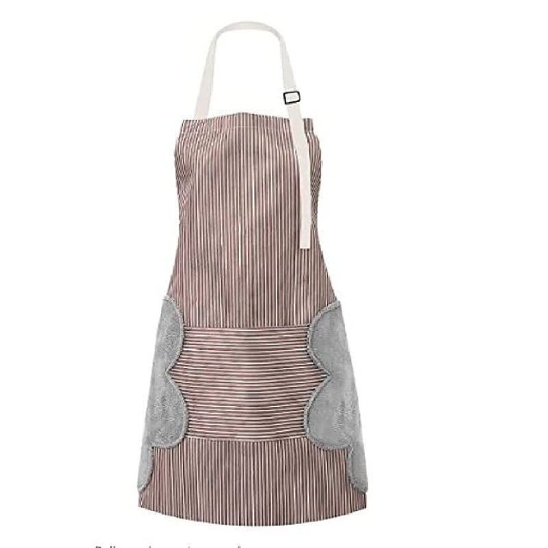 PLENARO Cooking Apron Adjustable Waterproof Chef Apron with Pocket and 2 Side Coral Velvet Towels for Hands Wiping Quilt for Home Kitchen Grill Restaurant - Image 3