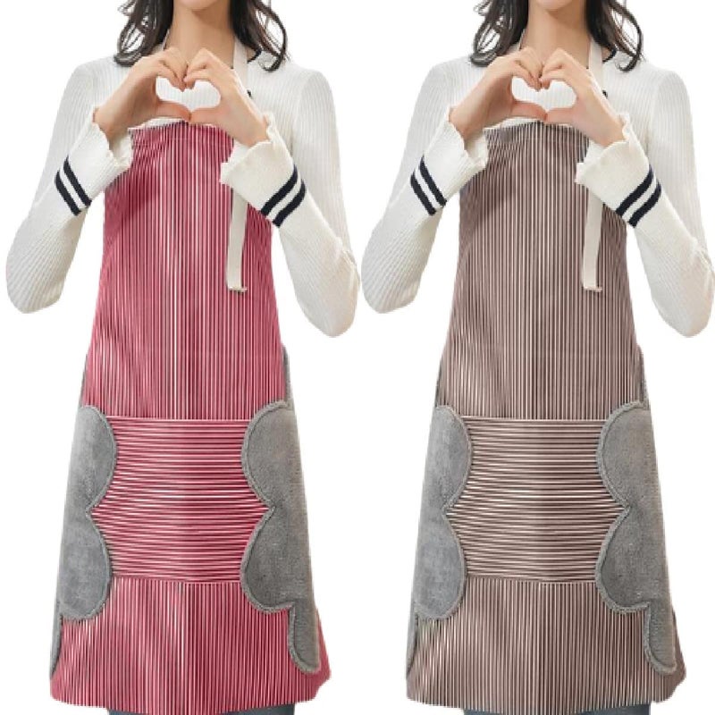 PLENARO Cooking Apron Adjustable Waterproof Chef Apron with Pocket and 2 Side Coral Velvet Towels for Hands Wiping Quilt for Home Kitchen Grill Restaurant - Image 1