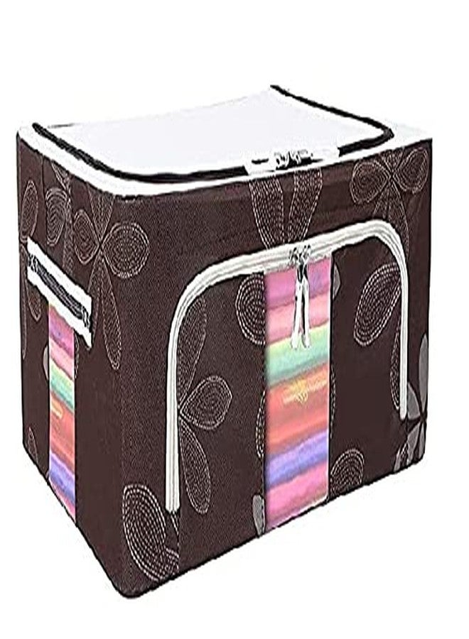DR Mall 24L Foldable Stackable Container Organizer Metal Frame Basket Set with Large Clear Window & Carry Handles for Bedding,Clothes,Closets, Bedrooms - Image 1