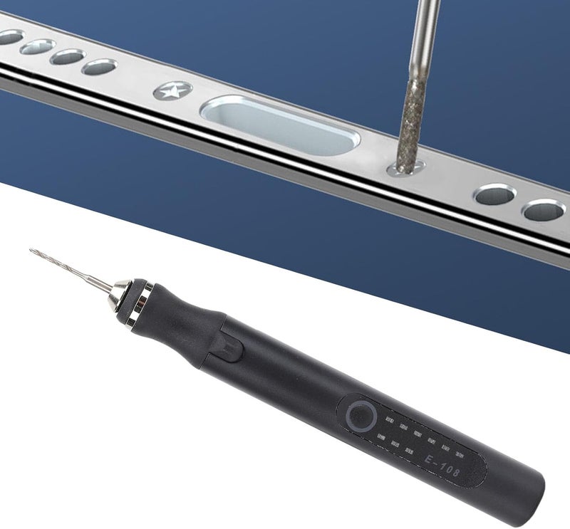 Cordless Tool, Aluminum Alloy Multifunctional Electric Engraving Pen with Various Grinding Heads for Nail Art Polishing Grinding Drilling (Black) - Image 2