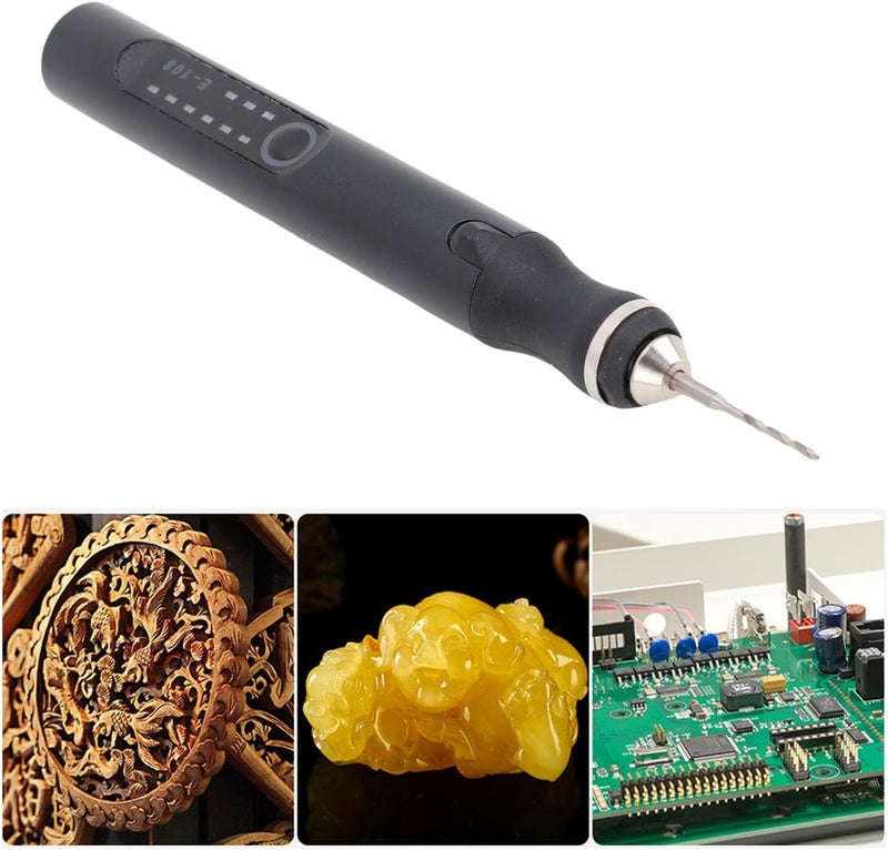 Cordless Tool, Aluminum Alloy Multifunctional Electric Engraving Pen with Various Grinding Heads for Nail Art Polishing Grinding Drilling (Black) - Image 3