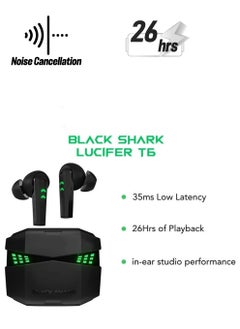 BLACK SHARK Black Shark T6 Wireless Gaming Earbuds 5.20 Bluetooth,Ultra-Low Latency,Dual Noise Cancelling Microphones, Waterproof & 26 Hours Playtime - Black  - Image 1