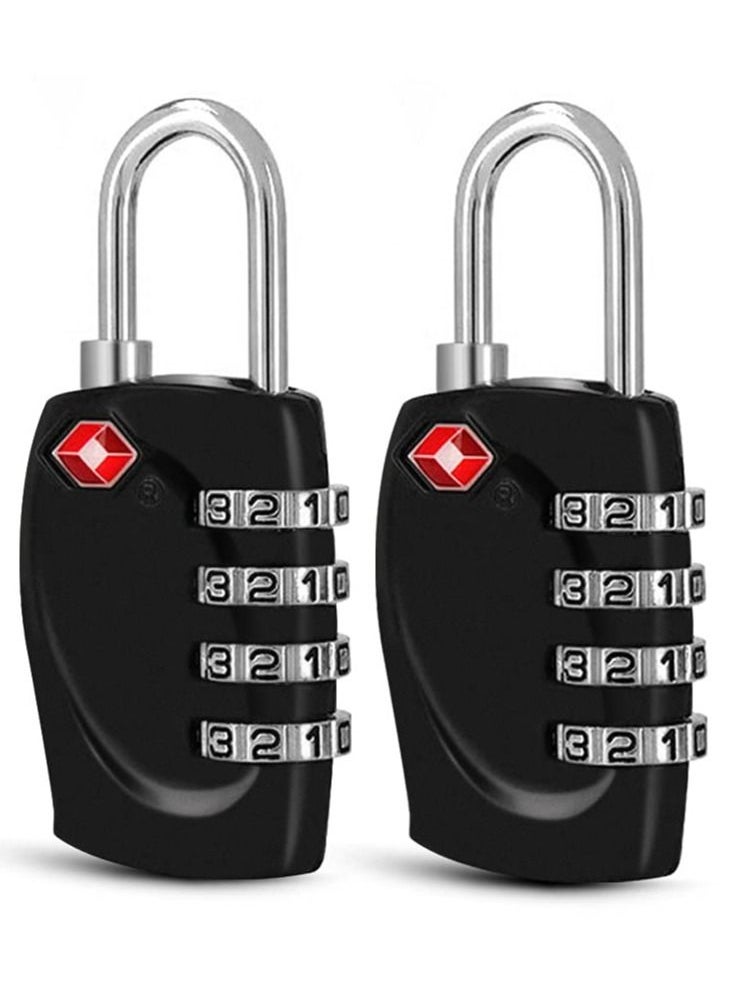 TSA Approved Luggage Locks with 4 Digit Combination Padlock Waterproof Resettable for Travel, Suitcases, Baggage, Gym, Lockers (Black, 2 Pack) - Image 1