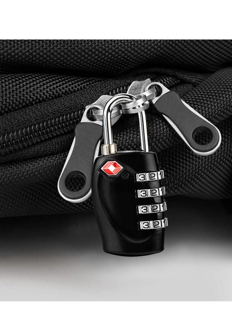 TSA Approved Luggage Locks with 4 Digit Combination Padlock Waterproof Resettable for Travel, Suitcases, Baggage, Gym, Lockers (Black, 2 Pack) - Image 5