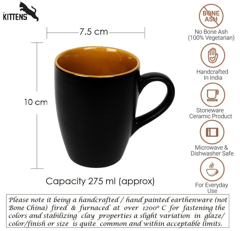 Kittens KITTENS Ceramic Coffee Mug Set of 4 Microwave and Dishwasher Safe Food Grade Black Matt Finish 275ml - Image 5
