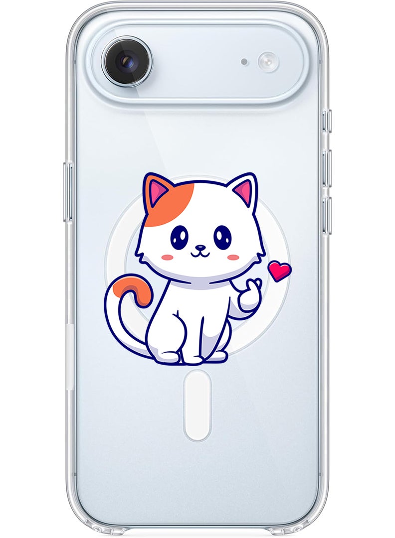 Theodor Magnetic Case for Apple iPhone 17 Air Compatible with MagSafe Wireless Charging, Shockproof Phone Bumper Cover - Cat love - Image 1