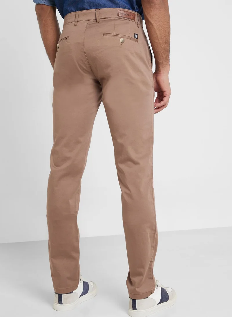 Thomas Scott Thomas Scott Men Brown Easy Wash Sustainable Trousers