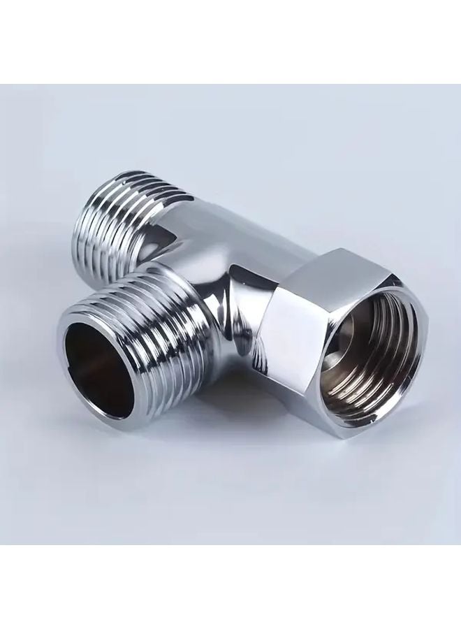 Chrome Classic Brass T Type Connector 1 2 Inch Female Threads Corrosion Resistant Plumbing Fitting - Image 1