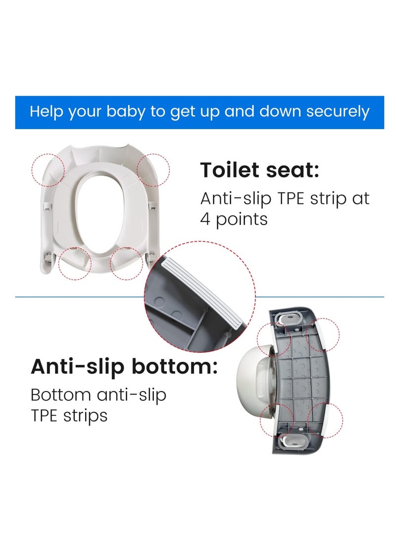 Zikra مقعد تدريب الأطفال على استخدام المرحاض، مقعد تدريب المرحاض للأطفال مع سلمة، كرسي مرحاض محمول قابل للطي مع حارس سلم قابل للتعديل، وسادة ناعمة للأطفال، أبيض - Image 5