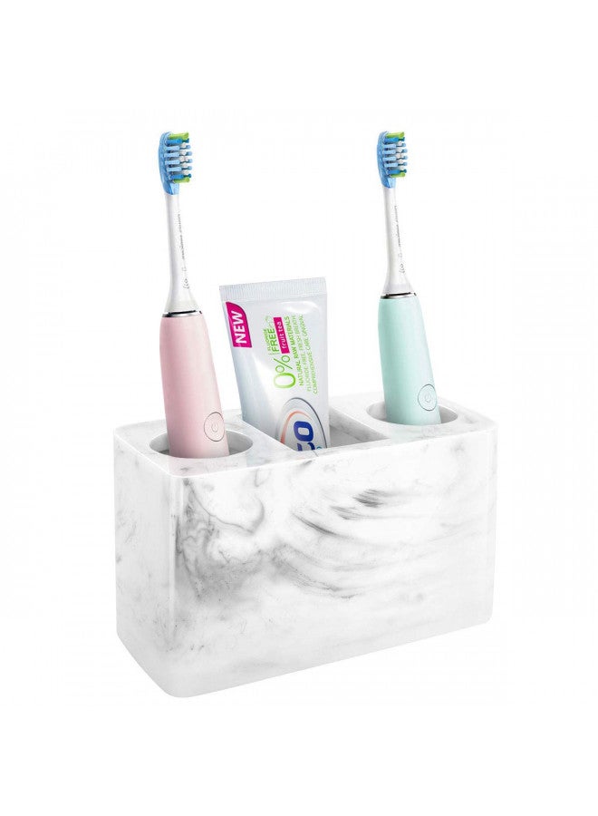Luxspire Electric Toothbrush Holder, 3 Slots Large Marble Toothbrush Toothpaste Stand, Resin Storage for Bathroom Accessories Vanity Counter Sink Organizer Caddy Marble Style- Ink White - Image 1