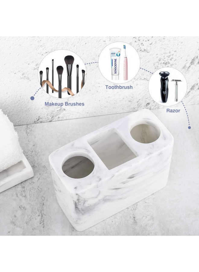 Luxspire Electric Toothbrush Holder, 3 Slots Large Marble Toothbrush Toothpaste Stand, Resin Storage for Bathroom Accessories Vanity Counter Sink Organizer Caddy Marble Style- Ink White - Image 3