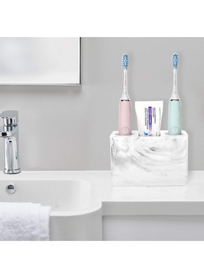 Luxspire Electric Toothbrush Holder, 3 Slots Large Marble Toothbrush Toothpaste Stand, Resin Storage for Bathroom Accessories Vanity Counter Sink Organizer Caddy Marble Style- Ink White - Image 4