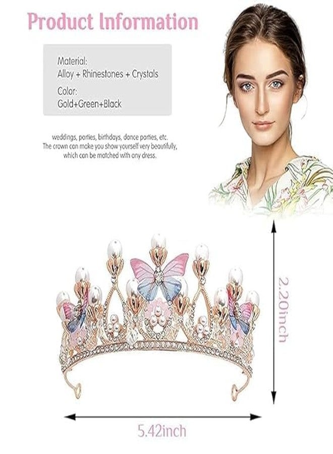 HARIRUP® Tiara Crown Pearl Princess Costume Crown Headband Flower Pageant Handmade Hair Accessories Cosplay,Birthday,Celebration for Girl Women (Crystal Crown) - Image 4