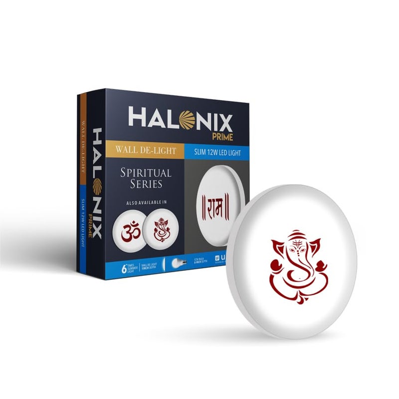 Halonix 12W Slimmest Ganesh Temple Light | Spiritual Light | Slim Round downlighter | Mandir | Slimmest Wall lamp | Gate | Cool White Pack 1 - Image 1