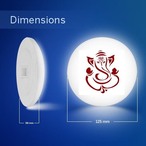 Halonix 12W Slimmest Ganesh Temple Light | Spiritual Light | Slim Round downlighter | Mandir | Slimmest Wall lamp | Gate | Cool White Pack 1 - Image 3