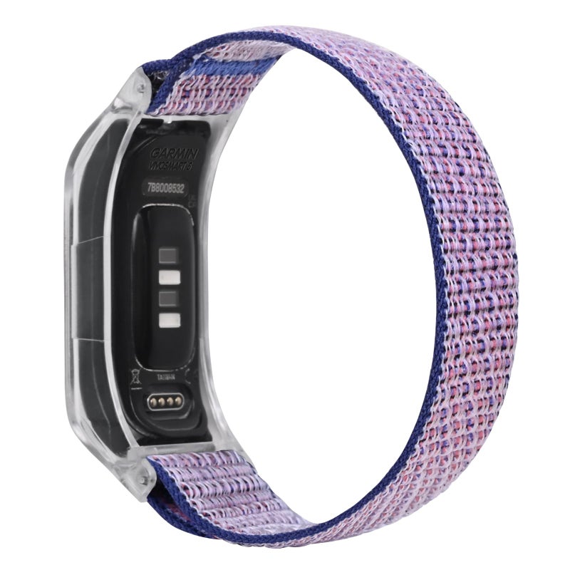 C2D JOY Sport Mesh Nylon Bands Compatible with Garmin Vivosmart 5 tracker Replacement Bands with New Transparent Case-Midnight Blue - Image 1