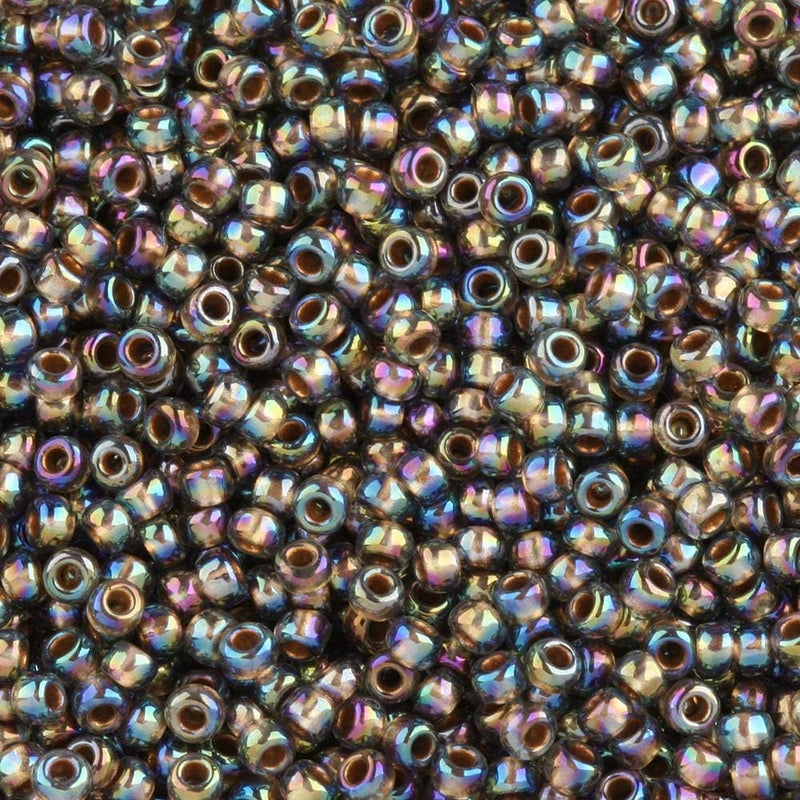 Toho Round Seed Beads 11/0 - Gold Lined Rainbow Black