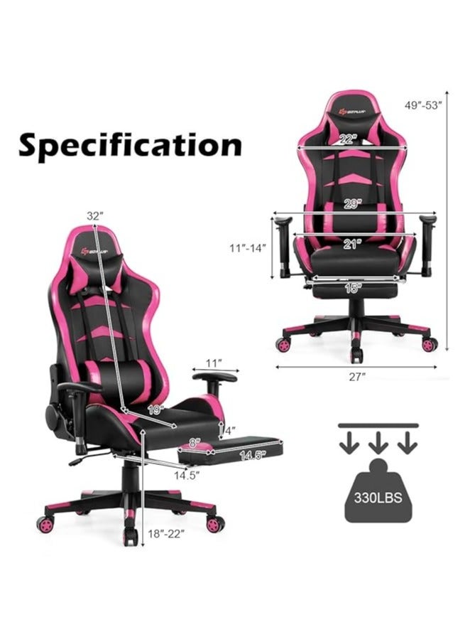 APES POWERSTONE Massage Gaming Chair with Footrest - Ergonomic Office Computer Game Racing E-Sports Chair Lumbar Massage Pillow Footrest Headrest High-Back Leather Recliner Rolling Swivel Chair - Image 2