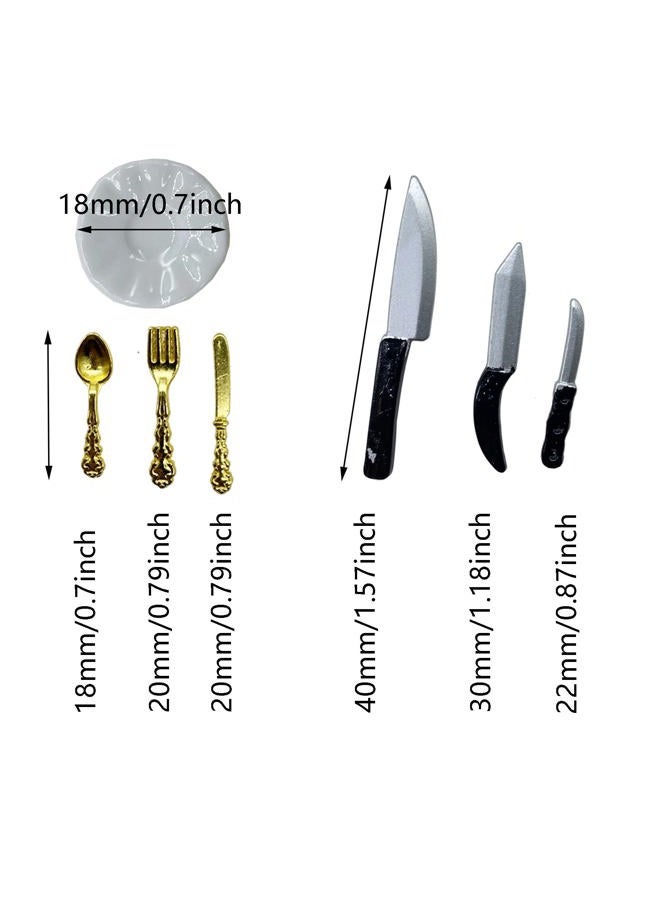 Cayway Miniature Kitchen Accessories Miniature Cookware Accessories Mini Food Accessory Mini Pot Dish Knife Fork for Play Food Toys - Image 2