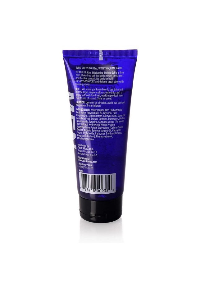 Thick Head - Heads Up Hair Thickening Styling Gel For Men Adds Instant Volume And Texture To Thin Fine Hair ; Provides Firm Hold ; 6 Fl Oz - Image 1