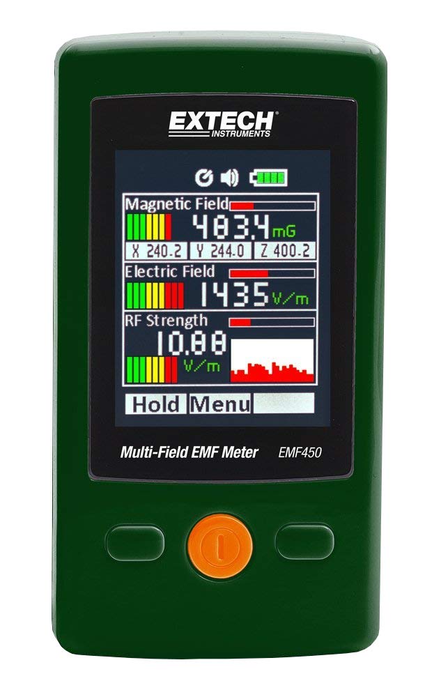 Extech EMF450  MultiField EMF Meter  Measures Magnetic Electric and RF Fields with Color Display