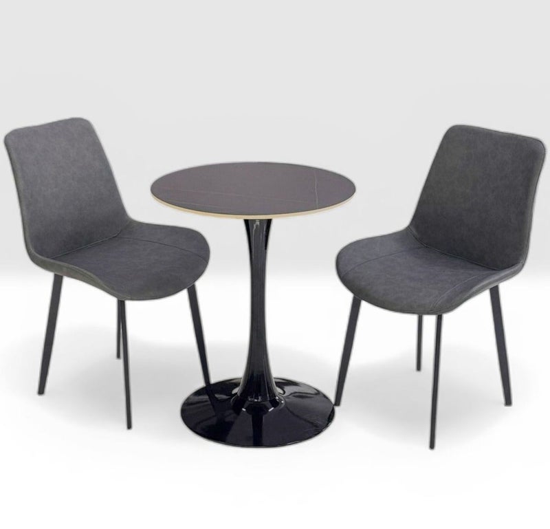 MAF furniture MAF Modern 2 Seater Dining Table Set with 2 Upholstered Armchairs & Round Marble Top Coffee Table – Living Room, Balcony, Office Furniture MAF-6055 - Image 2