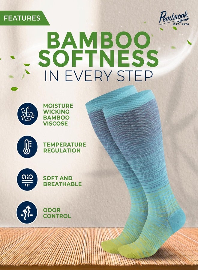 Pembrook 3 Pairs Plus Size Compression Socks Wide Calf - 15-20 mmHg Bamboo Viscose Compression Socks Men Wide Calf, Plus Size Knee High Socks, xxl Compression Socks Men, Line Patterns 3XL - Image 5