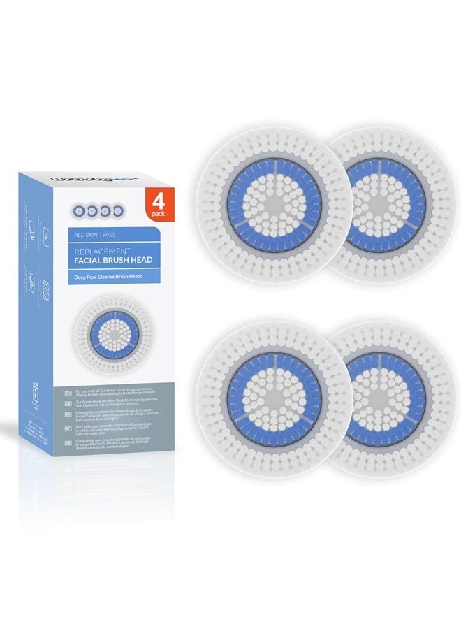 Brushmo Facial Cleansing Brush Heads Compatible with Deep Pore Brush Head, 4 Pack - Image 1