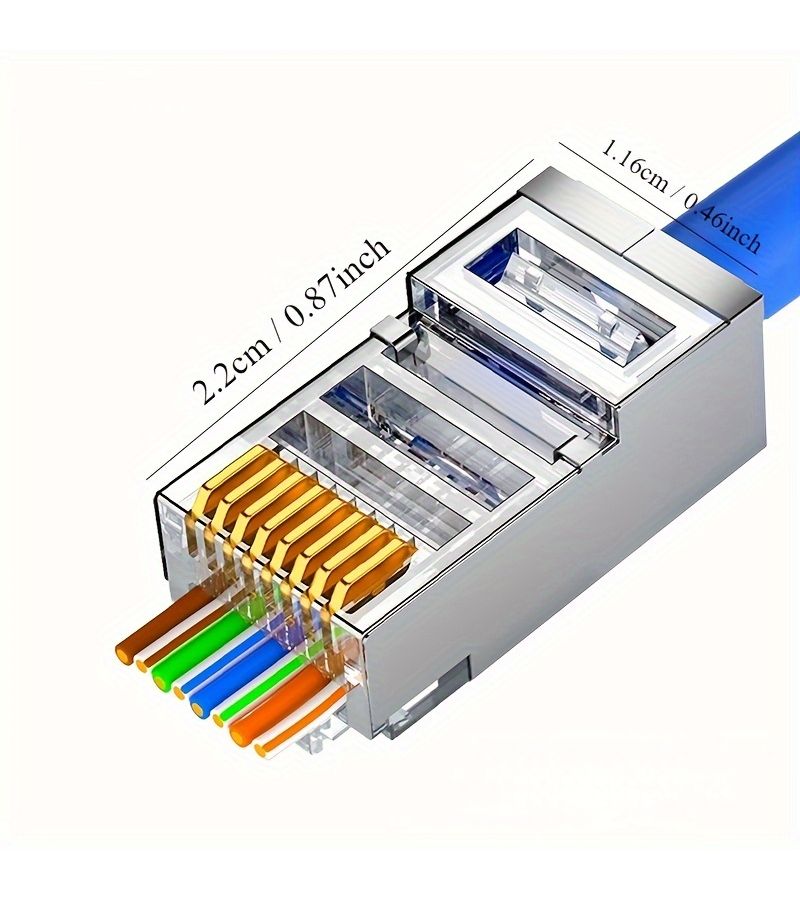 88 قطعة من موصلات RJ45 Cat6 عابرة مطلية بالذهب ثلاثية الشعب 8P8C FTP STP - Image 2