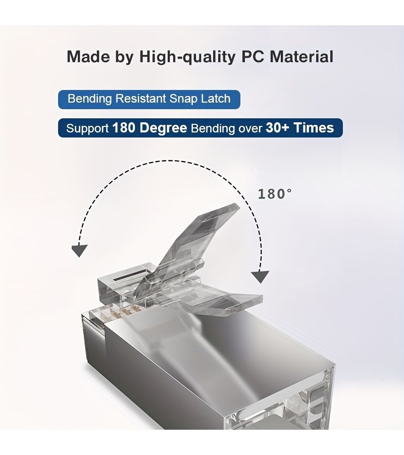 88 قطعة من موصلات RJ45 Cat6 عابرة مطلية بالذهب ثلاثية الشعب 8P8C FTP STP - Image 4