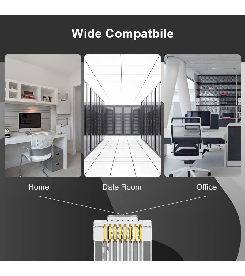 88 قطعة من موصلات RJ45 Cat6 عابرة مطلية بالذهب ثلاثية الشعب 8P8C FTP STP - Image 3