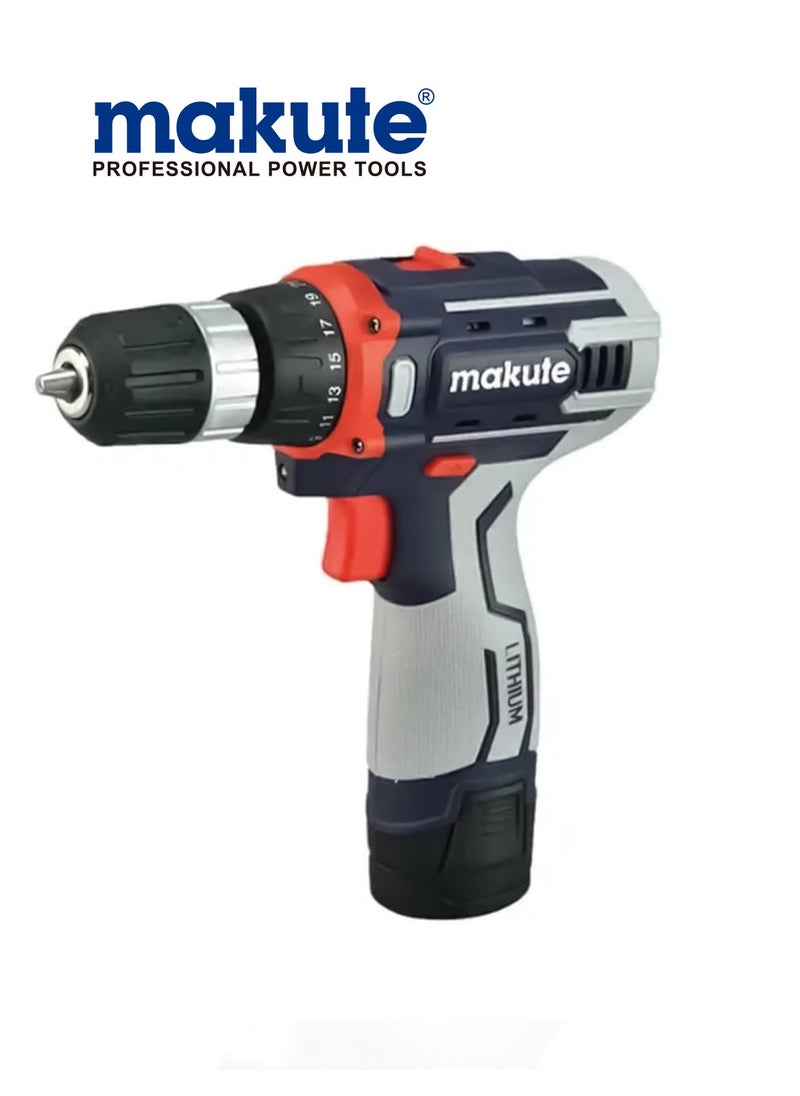 makute Hammer Drill With Two 12 Volt Batteries, Speed 1500rpm, Maximum Torque: 23 Newtons, Chuck Size 10mm, ISO9001 Certificate  - Image 2