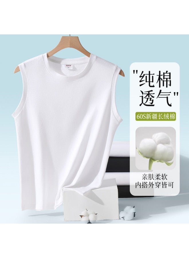 Hengyuanxiang Women'S Undershirt T-Shirt, All-Cotton Simple And Versatile Sleeveless Top For Women - Image 2