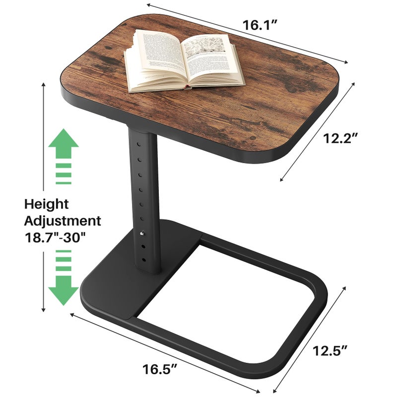 Kitstorack Upgraded TV Tray Table with Panel Lock, 90Â° Flip-Over Design & Adjustable Height, Sofa Arm Side Table for Eating, Laptop, Couch, Bed, or Small Spaces, Brown - Image 5