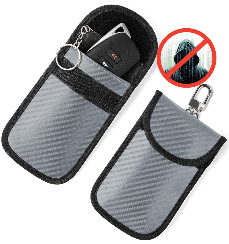 Vammcht Upgraded Faraday Bag for Key Fob (2 Pack), Premium Faraday Key Fob Protectorâ€“ Car RFID Signal Blocking, Car Security Protection, Anti-Theft Pouch, Anti-Hacking Case Blocker Grey - Image 1