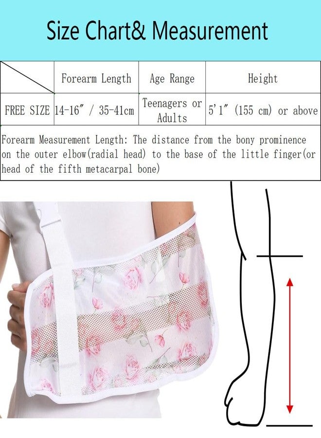 Ledhlth Mesh Print Arm Sling for Broken Arm, Torn Rotator Cuff, Shoulder, Elbow, Wrist Injury, Adult Women (Pink Rose, One Size) - Image 2