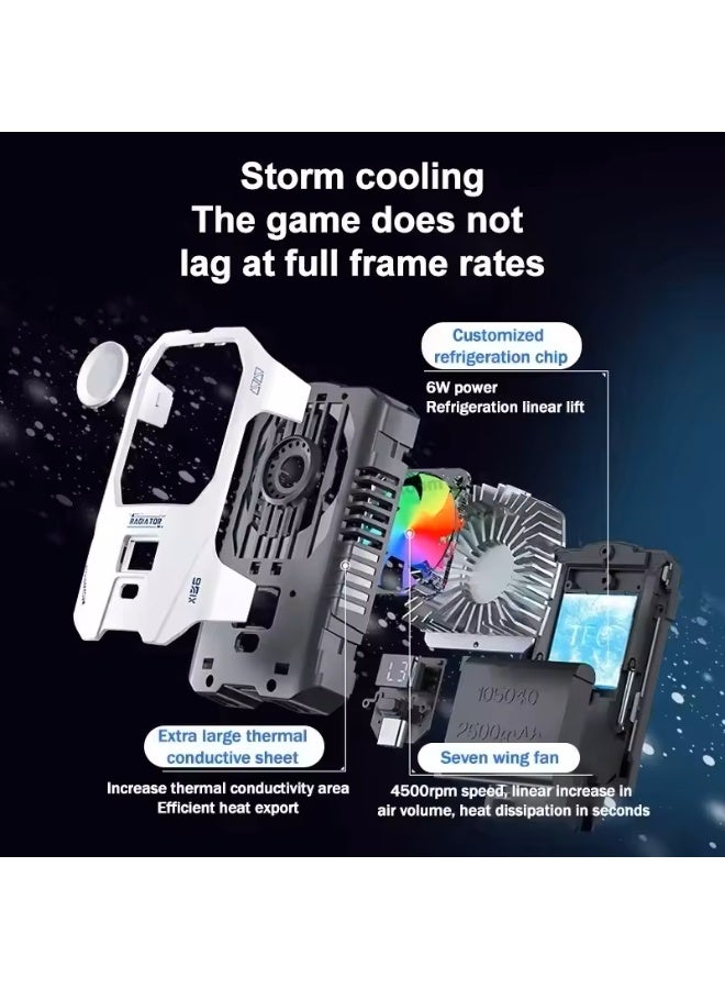X136 Mobile Phone Cooler with 2500mAh Battery, 3-Speed ​​Semiconductor Cooling Fan, Dual Clip - Dual Cooling - for Live Streaming and Gaming - RGB Lighting - Internal Battery  - Image 5