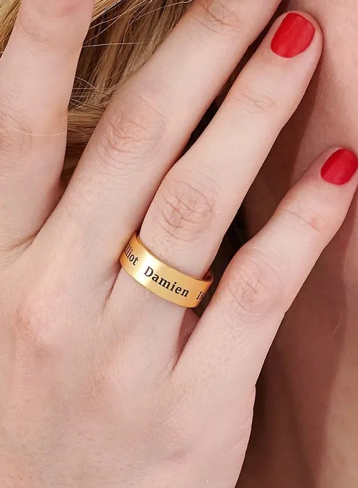Silver 925 Personalized Wide Engraved Band Ring