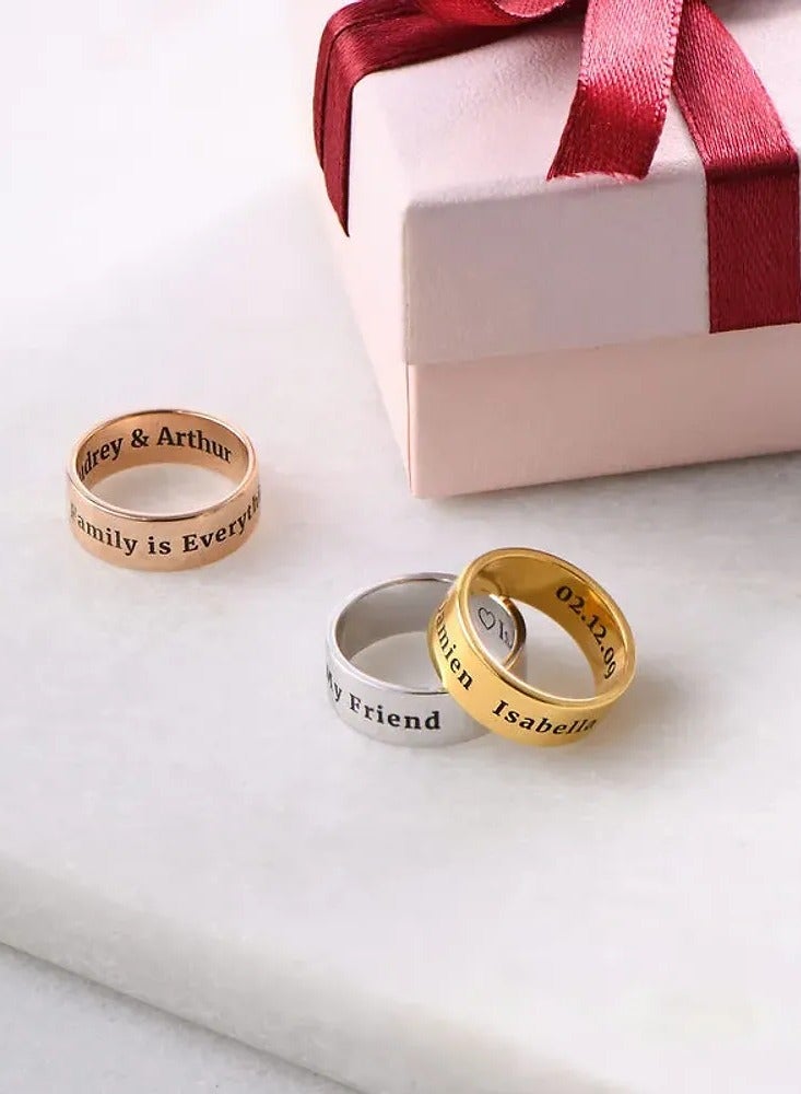 Silver 925 Personalized Wide Engraved Band Ring