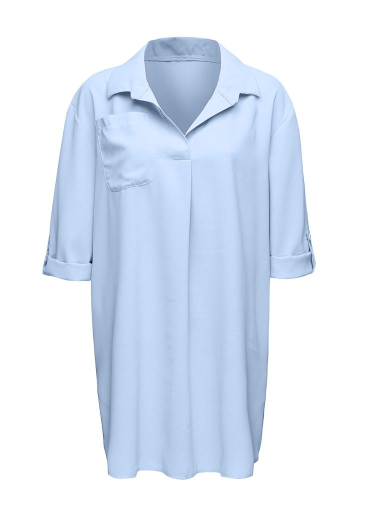 Loquat Women's Swimsuit Beach Cover Up Shirt Bikini Beachwear Bathing Suit Beach Dress Blue - Image 4