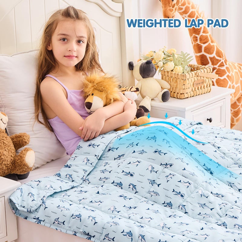 yescool Shark Weighted Blanket 7 Pounds Cooling Weighted Lap Blanket, Heavy Blankets for Sleeping, Weighted Throw Blanket Gift for 60-80lbs, 40"x60" - Image 2