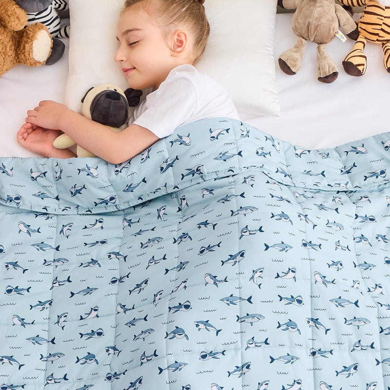 yescool Shark Weighted Blanket 7 Pounds Cooling Weighted Lap Blanket, Heavy Blankets for Sleeping, Weighted Throw Blanket Gift for 60-80lbs, 40"x60" - Image 1